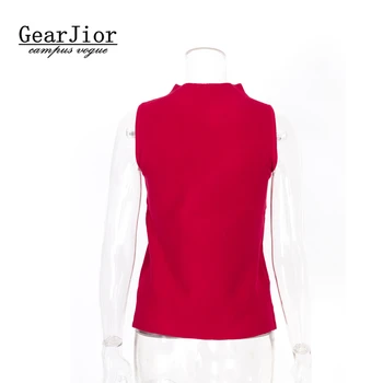 2017 new horúce predaj dámske letné stojan Golier Slim klesnutie tričko žena farbou prispôsobené bez rukávov pletený sveter vesta