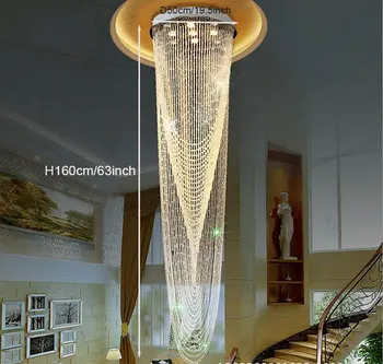 2017 Nové 50*160 cm/60*180 cm kola villa dvojité schodisko lampa listry opony krištáľový luster luxusné umeleckou výzdobou domov lampa