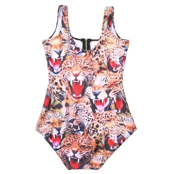 2017 Nové Aktívne Sexy Leopard Vytlačené na Zips Plus Ženy Veľkosti Plaviek S Až 3XL Bodycon plavky