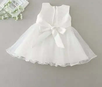 2017 Nové Biele a Baby Girl Krst šaty Dieťa dievča Krst Dress1 Rok Narodeninová Párty, Baby Girl Dress + Šál