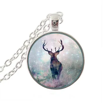 2017 Nové Celkom Jeleň Prívesok Náhrdelník Vianočné Elk Šperky, Darčeky Dospievajúce Dievčatá Sklo Cabochon Prívesky, Strieborné Zvierat Náhrdelníky HZ1