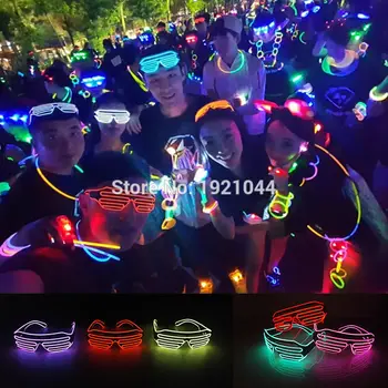 2017 NOVÉ EL Drôt Neon LED Svetlo, Až Uzávierky Módne Okuliare S Zvukovo Aktívny Invertor Pre Kostým Party, Svadobné Dekorácie