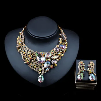 2017 nové LAN PALÁC lacné afriky šperky zapojenie náhrdelník a náušnice svadobné dekorácie, doprava zdarma