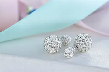 2017 Nové Luxusné Obojstranná Úplná Crystal Shambhala Ženy Striebro stud Náušnice Vysokej Kvality Strany Módne Šperky v uchu veľkoobchod