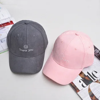 2017 Nové módne semiš šiltovky vyšívanie písmen a úsmev vzor baseball čiapky pre ženy, mužov, hip hop klobúk spp