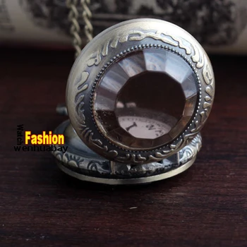 2017 nové módne sklenené prípade malých quartz fob vreckové hodinky s náhrdelník celkom dobrý darček pre muža alebo ženy prenosný mini hodinky