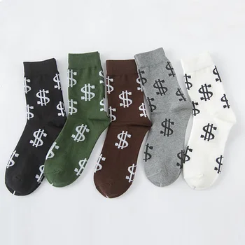 2017 Nové Novinka pánske Dlhé Ponožky Harajuku Peniaze Dolár USD 3D Vzorované Ponožky Legrační Karikatúra Ponožka Čistej Bavlny pre Ženy