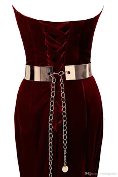 2017 Nové Reálne Červené Víno Velúrové Morská víla Večerné šaty Zlato Kovových pásov Formálnej Strany Šaty vestido Longo longo