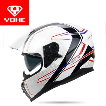 2017 Nové YOHE dvojité šošovky Plnú Tvár motocyklové prilby YH-967 motokros motorky prilby vyrobené z ABS a PC Veľkosť M L XL XXL