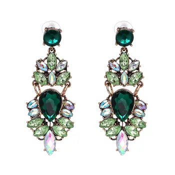 2017 Nový Dizajn Moderný A Strát Šperky Veľké Krištáľovo Visieť Drop Náušnice 6 Farieb Pre Ženy Veľkoobchodné Ceny
