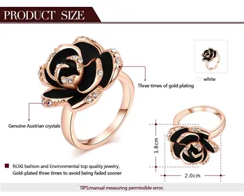 2017 Nový kvet krúžok čierna farba rose prstene pre ženy, módne doplnky strany bijoux módne šperky najlepšie valentine darček CC522