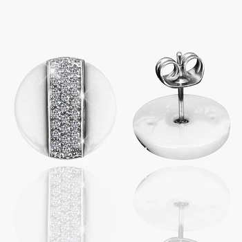 2017 Nový Produkt Keramické Stud Nádherné Náušnice Black/White Kola Dizajn Náušnice Bling Crystal CZ Kameň Ženy Módne Šperky