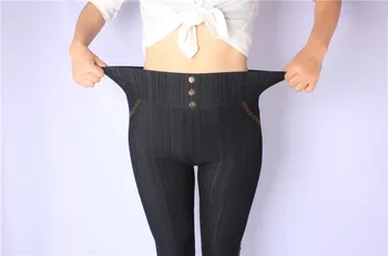2017 Nový Príchod Jari a Jesene štýl, Vysokú Kvalitu veľké elastické Denim mäkké 5XL Plus veľkosť 100 kg legíny ženy nohavice