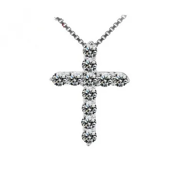 2017 nový príchod kvalitnú módu lesklé zirkón kríž 925 sterling silver dámy'pendant šperky, náhrdelníky darček k narodeninám
