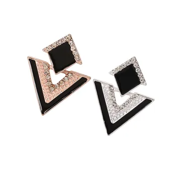 2017 Nový Príchod Luxusné Trojuholník Crystal Stud Náušnice Pre Ženy Vintage Módne Náušnice Letné Šperky