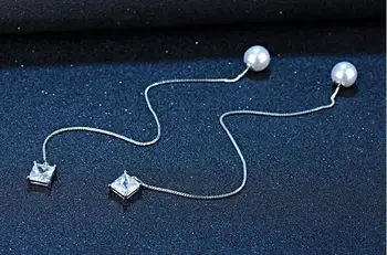 2017 nový príchod módne crystal pearl žena náušnice 925 sterling silver dámy'long stud náušnice šperky veľkoobchod darček