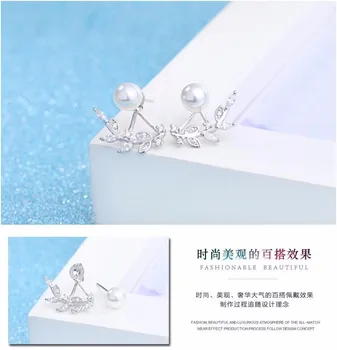 2017 nový príchod módne pearl flower crystal 925 sterling silver dámy'stud náušnice šperky darček drop shipping veľkoobchod