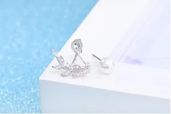 2017 nový príchod módne pearl flower crystal 925 sterling silver dámy'stud náušnice šperky darček drop shipping veľkoobchod