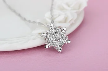 2017 nový príchod teplej predaj módnych snowflake lesklé CZ zirkón 925 sterling silver dámy'pendant šperky, náhrdelníky darček