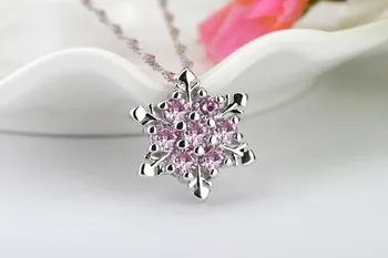 2017 nový príchod teplej predaj módnych snowflake lesklé CZ zirkón 925 sterling silver dámy'pendant šperky, náhrdelníky darček