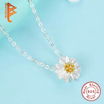 2017 Nový Vintage Jemné Šperky Jednoduché Daisy Kvetina Náhrdelník Pre Ženy Mincový Striebro Šperky Collares