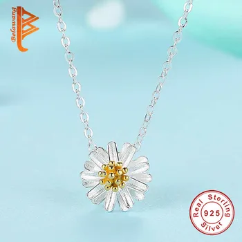 2017 Nový Vintage Jemné Šperky Jednoduché Daisy Kvetina Náhrdelník Pre Ženy Mincový Striebro Šperky Collares