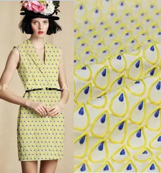 2017 nový štýl žltá večerné šaty módne temperament lady handričkou svetlo bod žakárové tkaniny