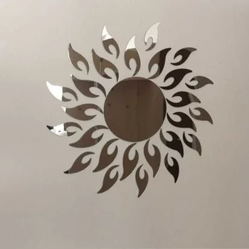 2017 podpora hot sun zrkadlo krúžok Akryl samolepky na stenu moderný dizajn, 3d dekorácie interiéru obývacej izby hodinky