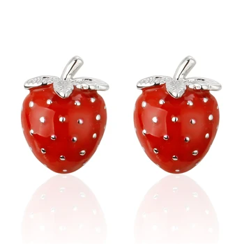 2017 populárne módne smalt kvalitné zrelé jahody manžetové gombíky červené plody, klasické francúzske manžetové gombíky košele valentínsky darček