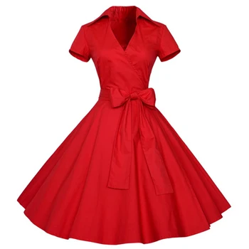 2017 Sexy Letné Šaty Žien Retro Vintage Šaty Elegantné Audrey Hepburn Krátky Rukáv Bežné Kancelárske Šaty Plus Veľkosť Vestidos