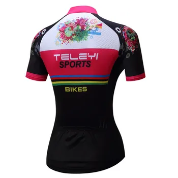 2017 TELEYI Zelená MTB Bike Jersey dámske Cyklistické Oblečenie Dievčatá Ropa Ciclismo Pro Jersey Jazda na bicykli Top Maillot Priedušná