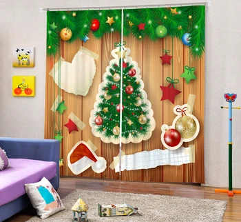 2017 vianočný strom 3D Zatmenie Okenné Záclony Na Lôžkoviny izba Obývacia izba Hotel Závesy Cortinas Para Sala
