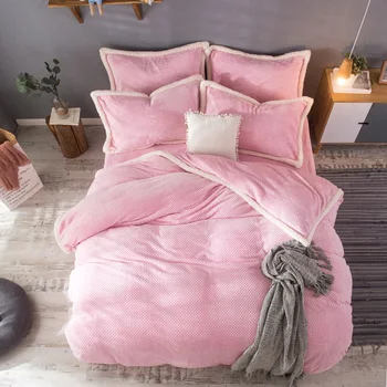 2017 Zime teplé farbou posteľná bielizeň sady Flaušová tkanina perinu obliečka na vankúš posteľ list kráľovnej perinu