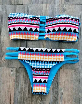 2017 Ženy Bandeau Bikini sú Reverzibilné Tlač plavky Strappy plavky biquini trikini 1112