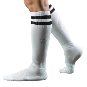 2018 Barreled futbal ponožky Dlho uterák spodnej Prekladané kolená, pančuchy Mužov Dospelých Futbal ponožky Absorpčné sox non-slip pohyb sox
