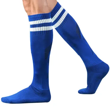 2018 Barreled futbal ponožky Dlho uterák spodnej Prekladané kolená, pančuchy Mužov Dospelých Futbal ponožky Absorpčné sox non-slip pohyb sox