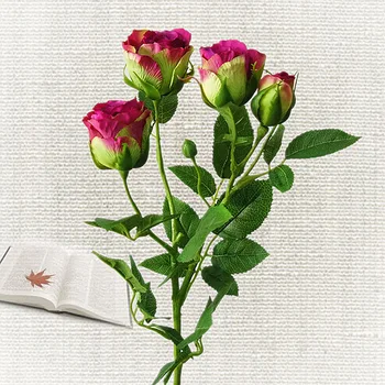 2018 dekoratívne 4Heads Umelé ruže pobočky hodváb+plastové flores Simulácia ruže, kvety pre domáce hotel svadobné dekorácie rose