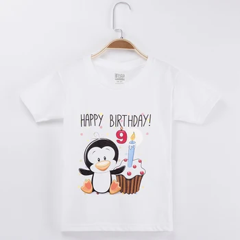2018 detské Tričko Tlač Penguin Cartoon Topy Bavlna Narodeniny Oblečenie Pre Dievčatá tričká Pre Deti Chlapcov Dieťa Tees