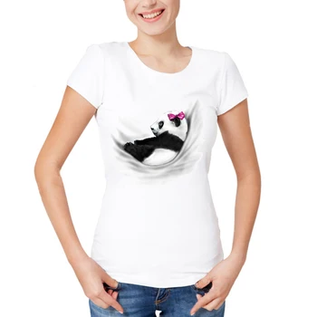 2018 Harajuku Panda Tlač Vtipné Ženy T-Shirts Roztomilý Zvierat Panda boy&girl Krátky Rukáv Oblečenie