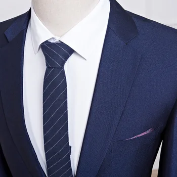 2018 Jar Blue Business Obleku Slim fit Klasické Mužské Obleky, Komplety Luxusný Oblek Mužov, Dve Tlačidlá 2 Kusy (bunda+nohavice)