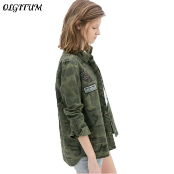 2018 jar jeseň Ženy bunda Módne Dlhý Rukáv Kabáta Zelené Vojenské Bundy Slim Bunda Bundy Kabáty