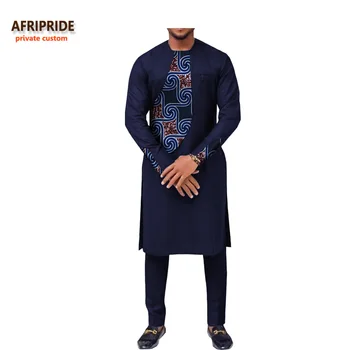 2018 jar nových afrických oblečenie pánske oblek AFRIPRIDE dlhý rukáv o tvaru kolena-dĺžka hornej+členok-dĺžka nohavice bavlna A731606
