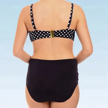 2018 Jar s Dot Bikín Plus Veľkosť Plavky, Plavky na Kúpanie Vysoký Pás Okolo Maillot De Bain Plávanie Oblek Pre Ženy