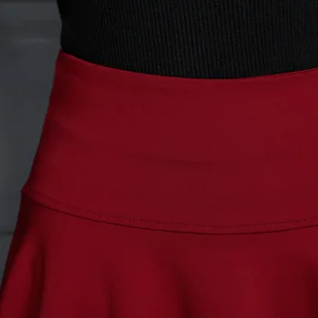 2018 Jar&jeseň Sexy Mini Sukne kórejský Módne Slim Office Elastické Vysoký Pás Skladaná Sukňa Plus Veľkosť Červená Čierna Linka Sukne