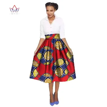 2018 Jeseň Africkej Ženy Oblečenie Denim Sukne Gilr Dame Africaine Župan Bazin Riche Plus Veľkosti 6XL Dámske Sukne Prekladané WY384