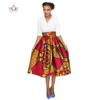2018 Jeseň Africkej Ženy Oblečenie Denim Sukne Gilr Dame Africaine Župan Bazin Riche Plus Veľkosti 6XL Dámske Sukne Prekladané WY384
