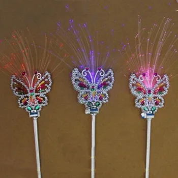 2018 LED Blikajúce Motýľ Vlákniny Palice Víla Princezná Čarovná Palička Palice Detí Dievča, Darček Svietiť Strany Vianoce, Nový Rok