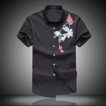 2018 lete mužov kvet krátke rukávy košele menprinting Mužské Košele Značky Oblečenie Bežné tričko Človeka v plnej veľkosti