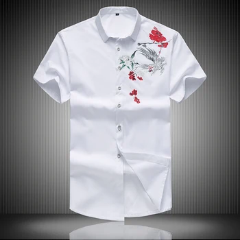 2018 lete mužov kvet krátke rukávy košele menprinting Mužské Košele Značky Oblečenie Bežné tričko Človeka v plnej veľkosti