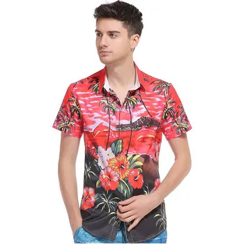 2018 Lete Noví ľudia, Hawaii 3D Palma Tlač Tričko Krátky Rukáv Fashion bežné Kvet Tričko Camisa Piesočnatej Pláži tričko mužov